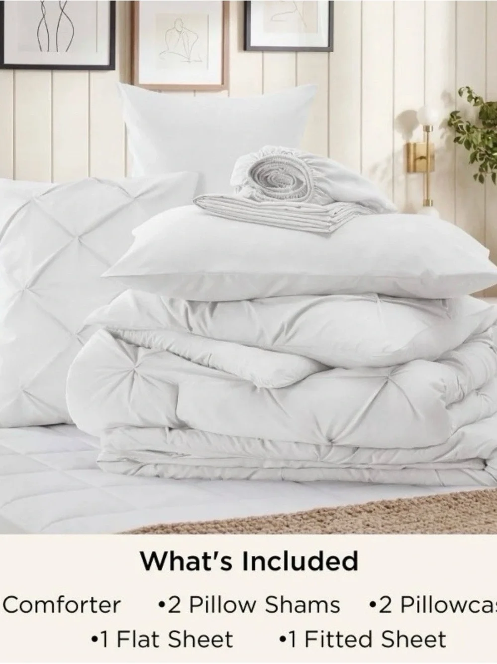 White Pintuck Comforter Set 7 pc California King White